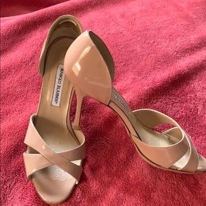 Nude Manolo Blahnik peep toe heels